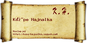 Köpe Hajnalka névjegykártya